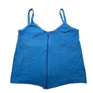 Y2K Heidi Blue Zip Front Cami Tank Top Womens M Spaghetti Strap Indie Sleaze